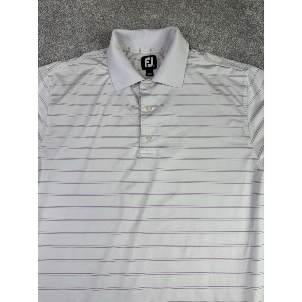 FJ Foot Joy Shirt Men’s Large White Firethorne Performance Golf Short Sleeve